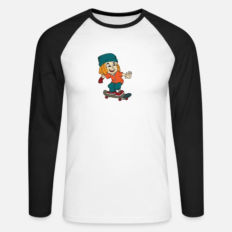 Skateboad Kind - Unisex Baseballshirt langarm - Weiß/Schwarz