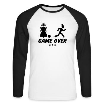 ehe_game_over___f1 - T-shirt baseball manches longues Homme - blanc/noir - Devant - Nik (191cm)