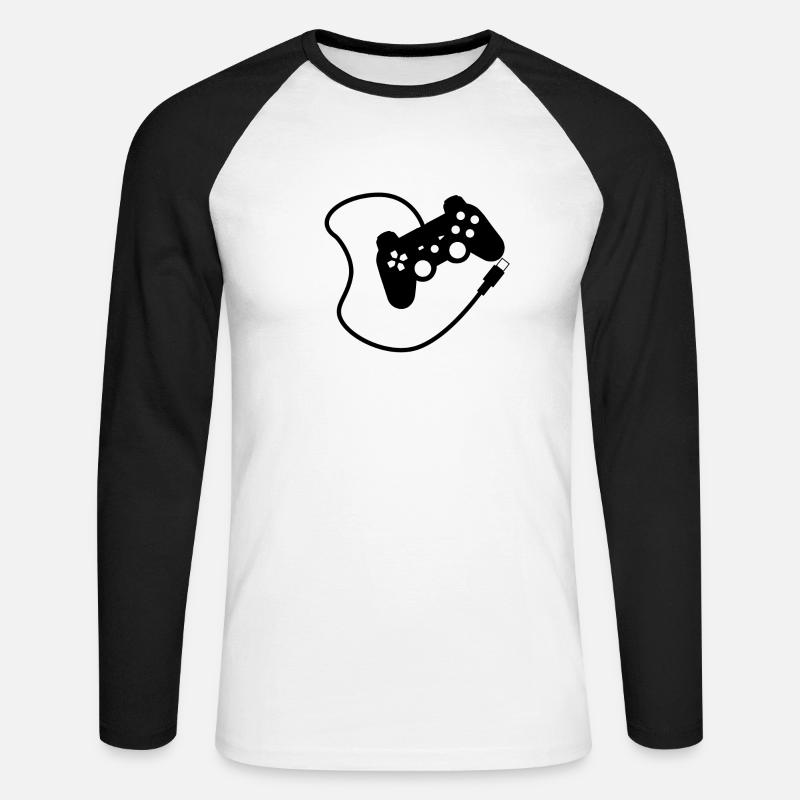 Playstation Controller - Unisex Baseballshirt langarm - Weiß/Schwarz