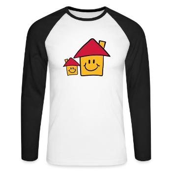 Süße Papa Mama Kind Haus Familie - Unisex Baseballshirt langarm - Weiß/Schwarz - Vorne - Nik (191cm)