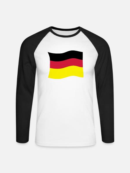deutschlandfahne - Unisex Baseballshirt langarm - Weiß/Schwarz