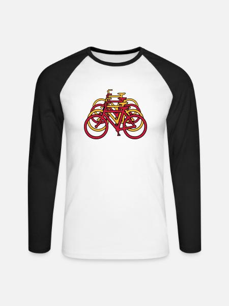 Bicycle art - Unisex Long Sleeve Baseball T-Shirt - white/black