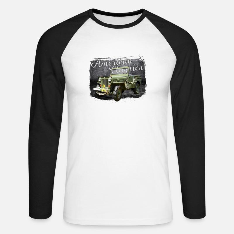 American Classics Willys Jeep Oldtimer - Unisex Baseballshirt langarm - Weiß/Schwarz