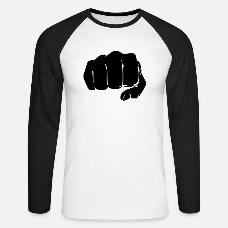 faust_01 - Unisex Baseballshirt langarm - Weiß/Schwarz