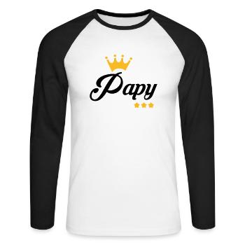 Grandfather Grandpa Family Papi Papy Großvater - Unisex Long Sleeve Baseball T-Shirt - white/black - Front - Nik (191cm)