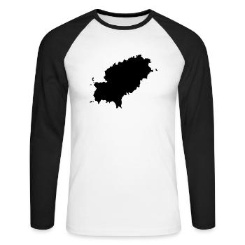 ibiza island map - Unisex Baseballshirt langarm - Weiß/Schwarz - Vorne - Nik (191cm)