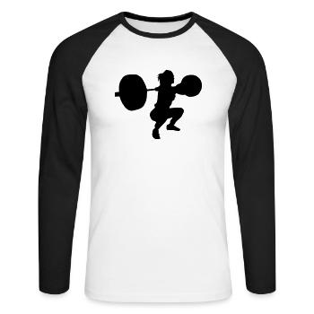 lift girl squat - Unisex Baseballshirt langarm - Weiß/Schwarz - Vorne - Nik (191cm)