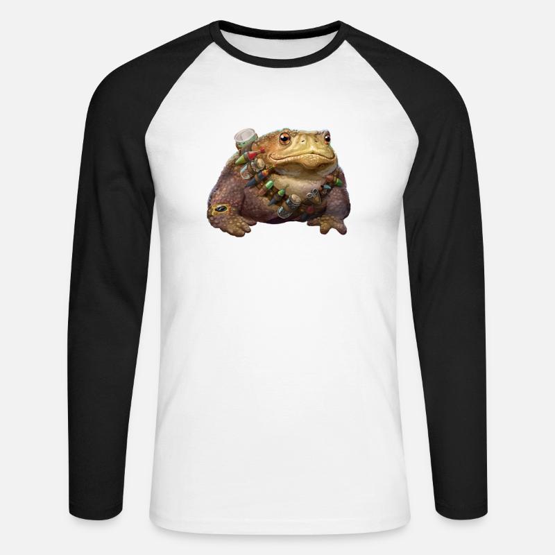 Fishhunter Aga toad - Unisex Long Sleeve Baseball T-Shirt - white/black
