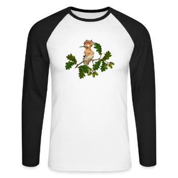 Oiseau - T-shirt baseball manches longues Homme - blanc/noir - Devant - Nik (191cm)