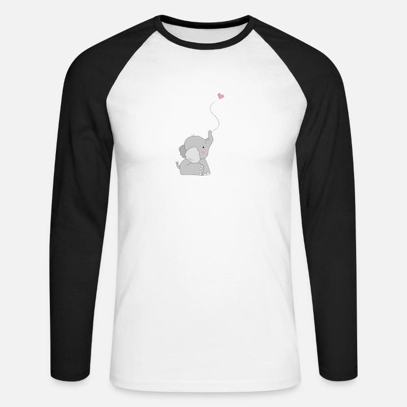 Eddi Elefant - Geschenk - Geschenkidee - Unisex Baseballshirt langarm - Weiß/Schwarz