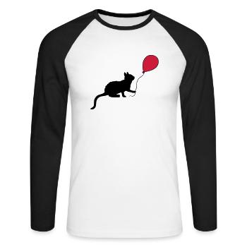 Red Balloon Kitten Plays - Unisex Long Sleeve Baseball T-Shirt - white/black - Front - Nik (191cm)