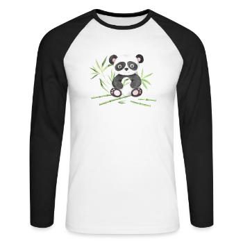 Mignon Panda Bébé Asie Chine Japon Panda Ours Ours - T-shirt baseball manches longues Homme - blanc/noir - Devant - Nik (191cm)