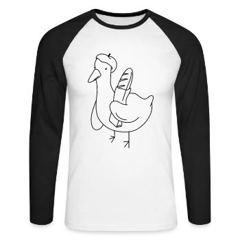 Baguette Canard - T-shirt baseball manches longues Homme - blanc/noir - Devant - Nik (191cm)
