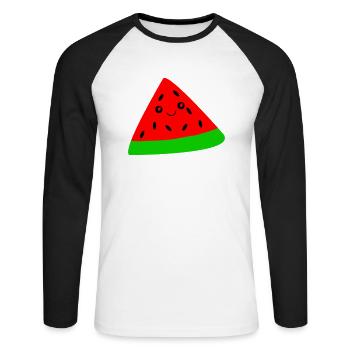 Melon - T-shirt baseball manches longues Homme - blanc/noir - Devant - Nik (191cm)