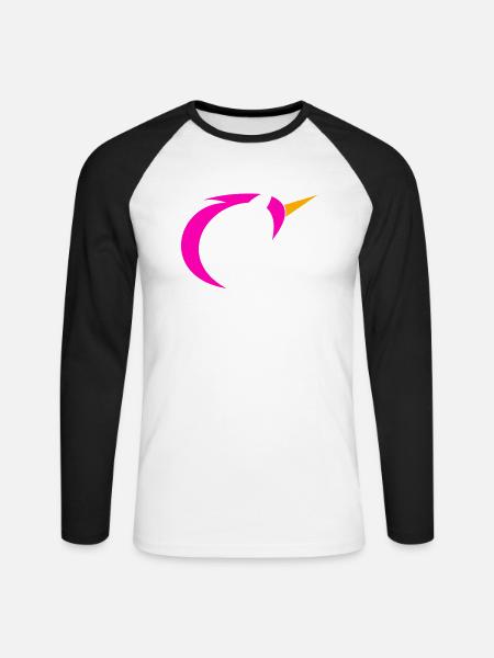 Licorne heureuse - T-shirt baseball manches longues Homme - blanc/noir