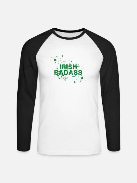 irish badass,st.patrick's day,irland - Unisex Baseballshirt langarm - Weiß/Schwarz
