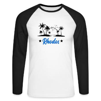 Rhodes - T-shirt baseball manches longues Homme - blanc/noir - Devant - Nik (191cm)