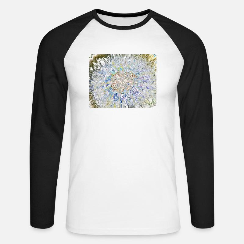 Pusteblume, A731878 - Unisex Baseballshirt langarm - Weiß/Schwarz