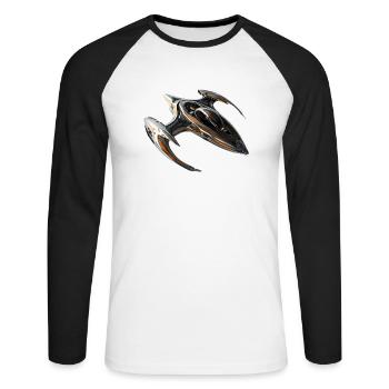 Mit dem Raumschiff durchs All - Unisex Baseballshirt langarm - Weiß/Schwarz - Vorne - Nik (191cm)