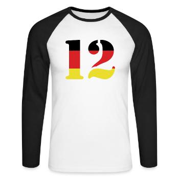 12 Numéro Jersey Allemagne - T-shirt baseball manches longues Homme - blanc/noir - Devant - Nik (191cm)