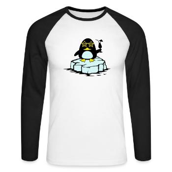 Pingouin de plage Banquise - T-shirt baseball manches longues Homme - blanc/noir - Devant - Nik (191cm)