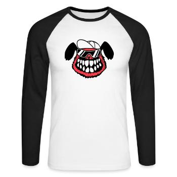 chien monstre méchant dangereux dents sourire sourire - T-shirt baseball manches longues Homme - blanc/noir - Devant - Nik (191cm)