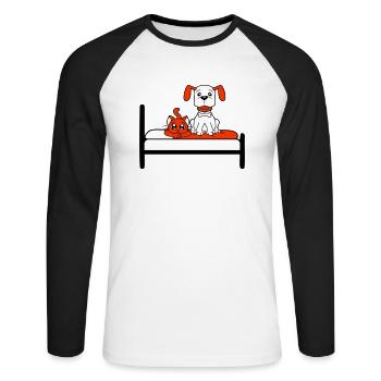 Dog Bed Cat Two Friends Team Kitten 2 Crew - Unisex Long Sleeve Baseball T-Shirt - white/black - Front - Nik (191cm)