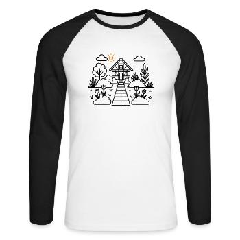 Schrebergarten Garten Natur - Unisex Baseballshirt langarm - Weiß/Schwarz - Vorne - Nik (191cm)