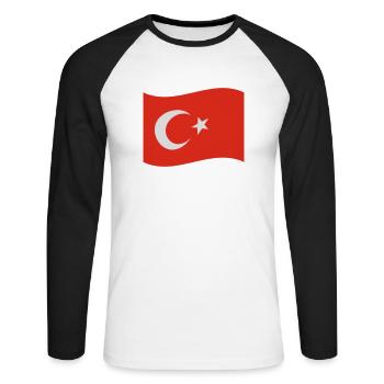 Türkei - Unisex Baseballshirt langarm - Weiß/Schwarz - Vorne - Nik (191cm)
