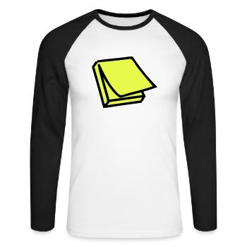 Postit - Unisex Baseballshirt langarm - Weiß/Schwarz - Vorne - Nik (191cm)