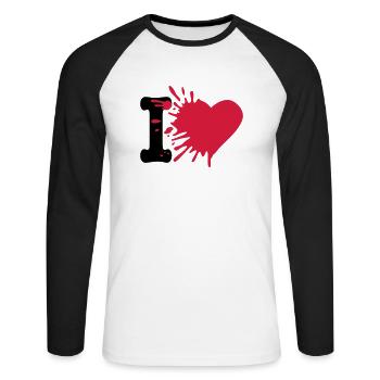 i love - T-shirt baseball manches longues Homme - blanc/noir - Devant - Nik (191cm)
