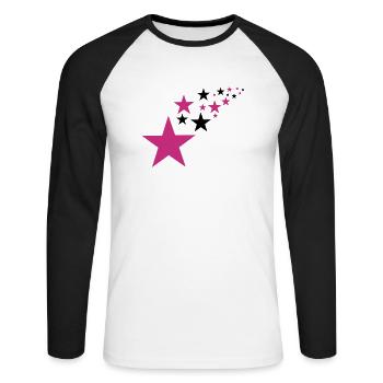 Star, stars - Unisex Long Sleeve Baseball T-Shirt - white/black - Front - Nik (191cm)