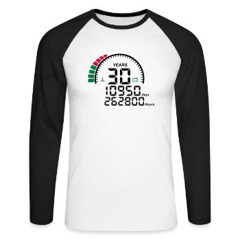 years 30 years anniversary meter - Unisex Long Sleeve Baseball T-Shirt - white/black - Front - Nik (191cm)