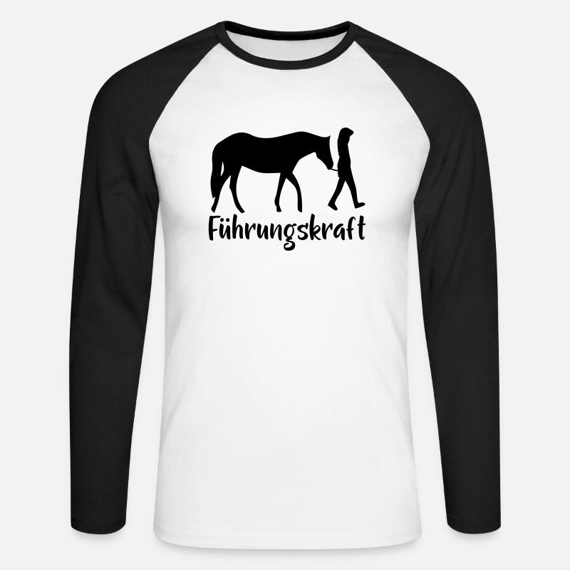 Pferd - Unisex Baseballshirt langarm - Weiß/Schwarz