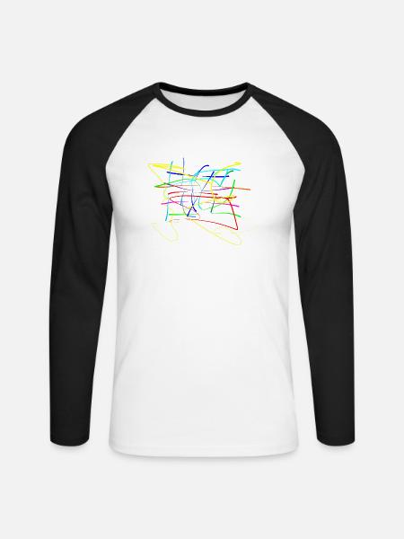 Buntes zum Quadrat - Unisex Baseballshirt langarm - Weiß/Schwarz