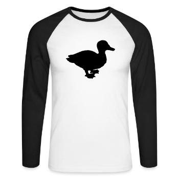 ente_t1 - Unisex Long Sleeve Baseball T-Shirt - white/black - Front - Nik (191cm)