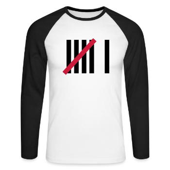 6 Anniversaire - T-shirt baseball manches longues Homme - blanc/noir - Devant - Nik (191cm)