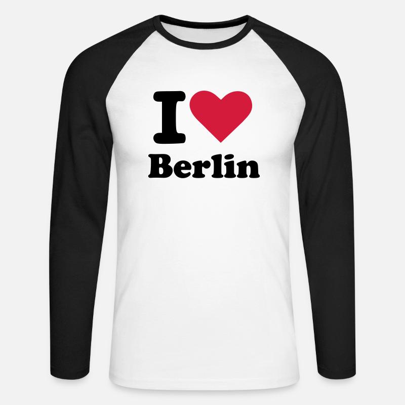 Berlin - Unisex Baseballshirt langarm - Weiß/Schwarz