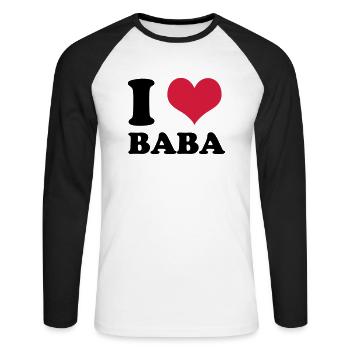 j'aime baba - T-shirt baseball manches longues Homme - blanc/noir - Devant - Nik (191cm)