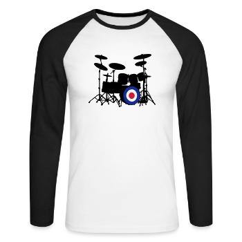 Mod Drumset - T-shirt baseball manches longues Homme - blanc/noir - Devant - Nik (191cm)