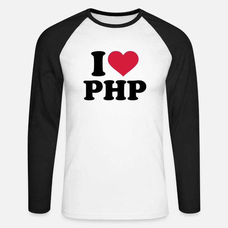 PHP - Unisex Baseballshirt langarm - Weiß/Schwarz