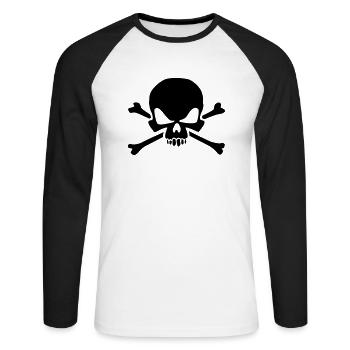 evil_skull_112014_c_1c - Unisex Baseballshirt langarm - Weiß/Schwarz - Vorne - Nik (191cm)