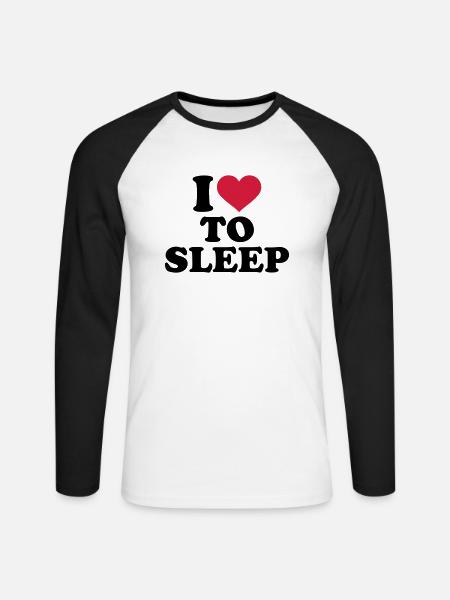 Schlafen - Unisex Baseballshirt langarm - Weiß/Schwarz