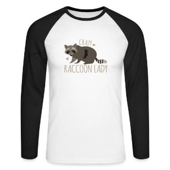 Dame de raton laveur fou Nouveau avec des ratons laveurs mignons - T-shirt baseball manches longues Homme - blanc/noir - Devant - Nik (191cm)