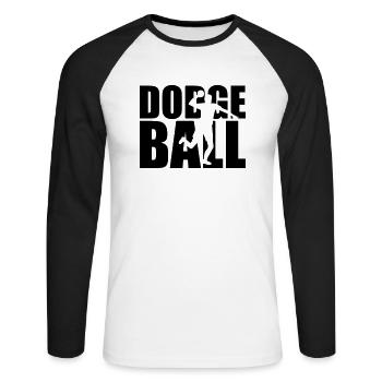 Dodgeball - Unisex Baseballshirt langarm - Weiß/Schwarz - Vorne - Nik (191cm)