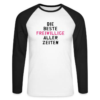 Freiwilliger - Freiwillige - Ehrenamt Solidarität - Unisex Baseballshirt langarm - Weiß/Schwarz - Vorne - Nik (191cm)