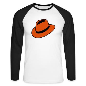 Hut - Unisex Baseballshirt langarm - Weiß/Schwarz - Vorne - Nik (191cm)