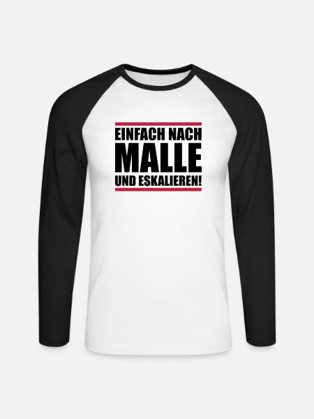 malle einfach eskalieren - Unisex Baseballshirt langarm - Weiß/Schwarz