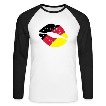 germany kiss lips - Unisex Baseballshirt langarm - Weiß/Schwarz - Vorne - Nik (191cm)
