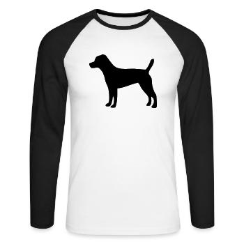Patterdale Terrier - Unisex Baseballshirt langarm - Weiß/Schwarz - Vorne - Nik (191cm)